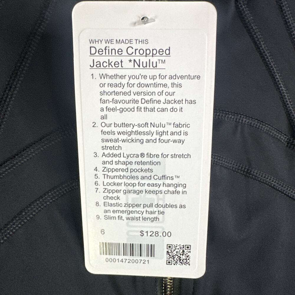 Lululemon Define Jacket Nulu Black and Gold Zippers Size 6 New With Tags - Picture 3 of 16